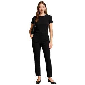 Chico's Black Slim Trousers Size 10R Minimalist Stretch Pants Y2K Workcore